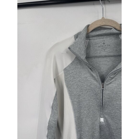 Athleta Running Wild Half Zip Pullover Women Small Silver Grey Athletic Workout - Picture 9 of 11
